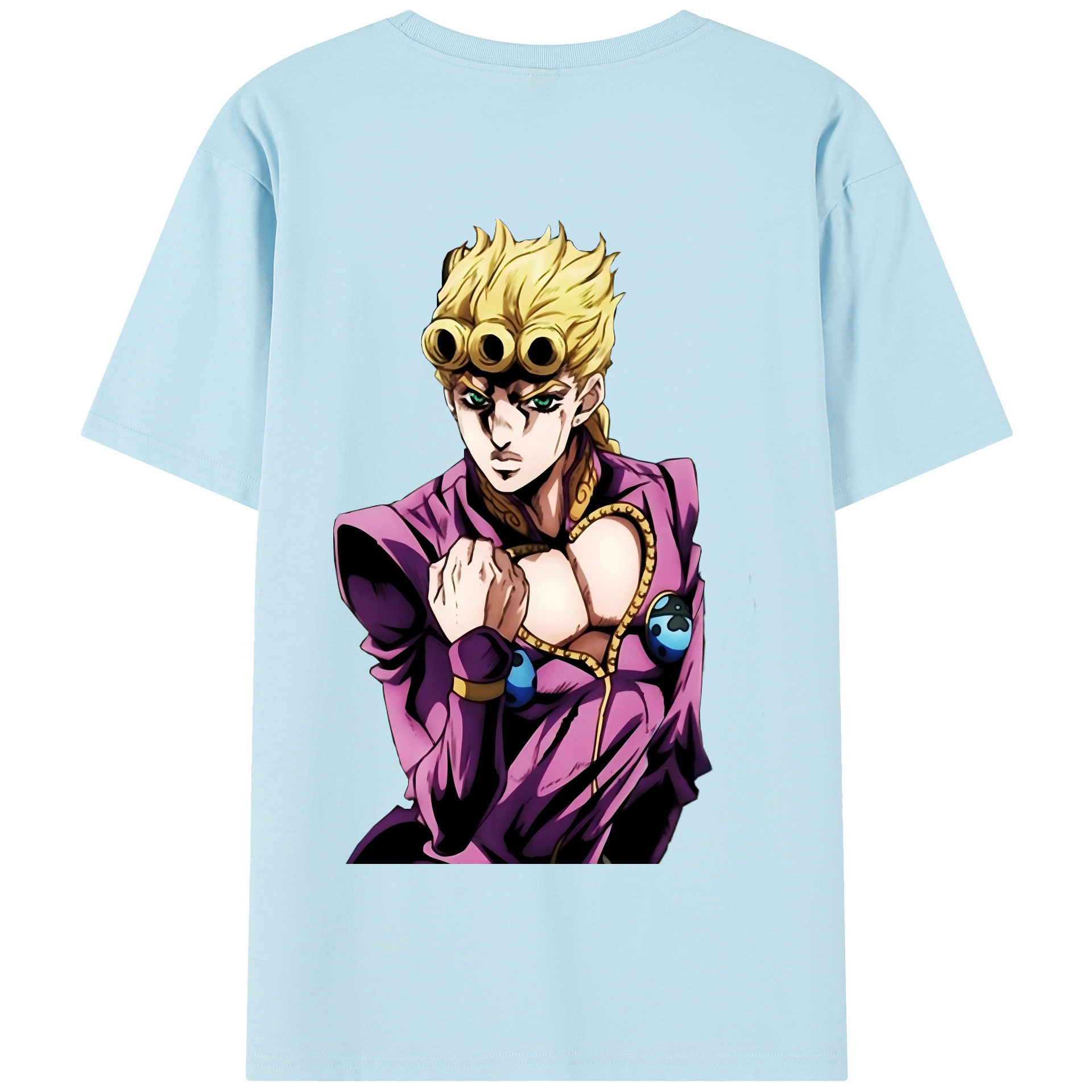 （画像用） ジョジョの奇妙な冒険 ジョルノ?ジョバァーナ JoJo's Bizarre Adventure Giorno Giovanna 綿100％半袖Tシャツ（背面プリント）